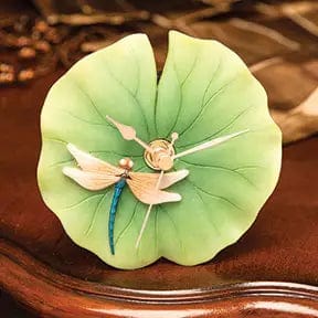 Faire-Ibis and Orchid Design Wall Clock Dragonfly On Lotus Clock